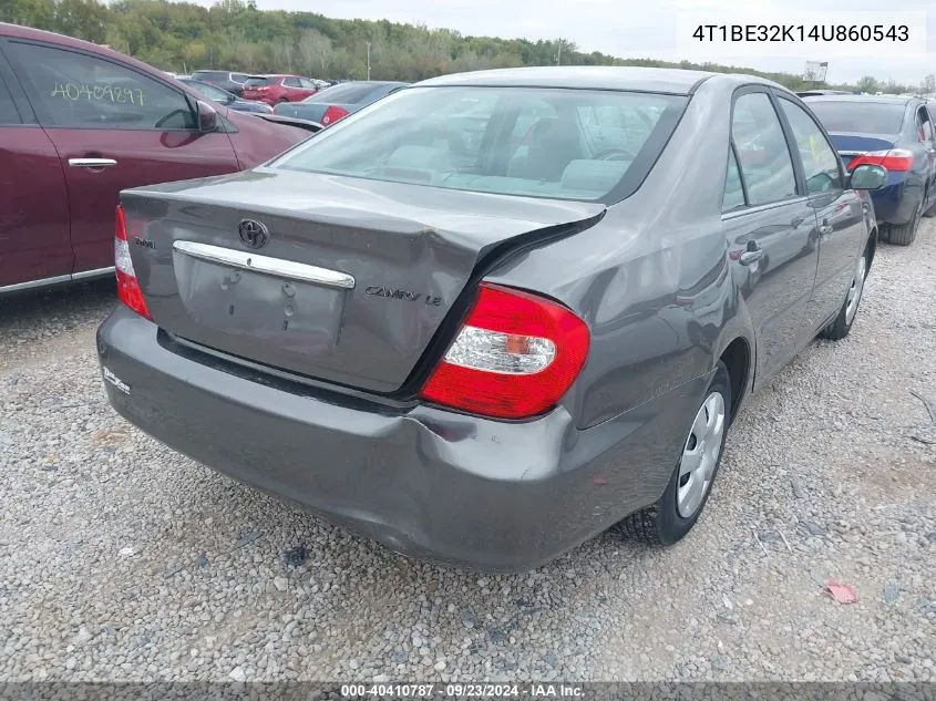 2004 Toyota Camry Le VIN: 4T1BE32K14U860543 Lot: 40410787