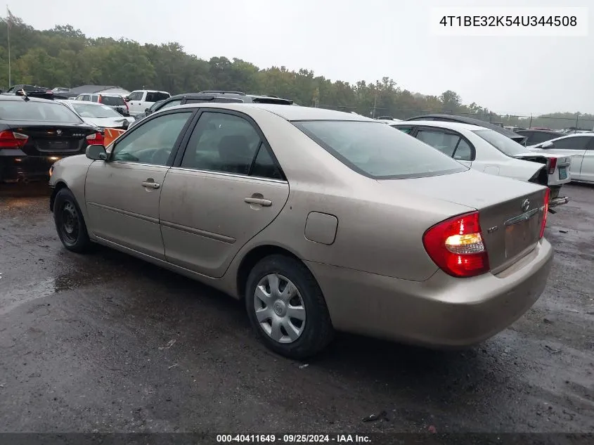 2004 Toyota Camry Le/Xle/Se VIN: 4T1BE32K54U344508 Lot: 40411649