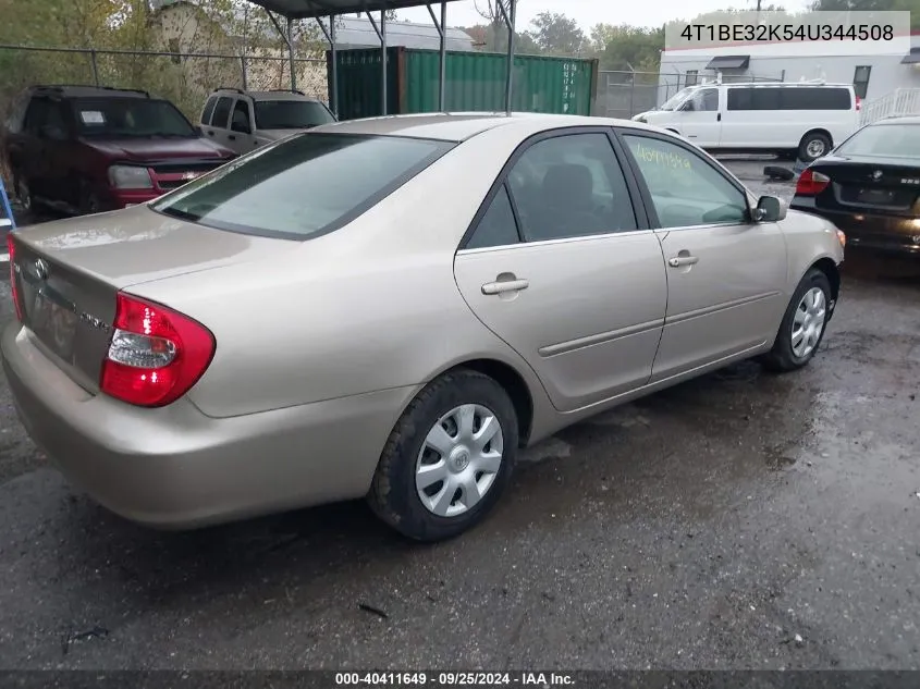 2004 Toyota Camry Le/Xle/Se VIN: 4T1BE32K54U344508 Lot: 40411649