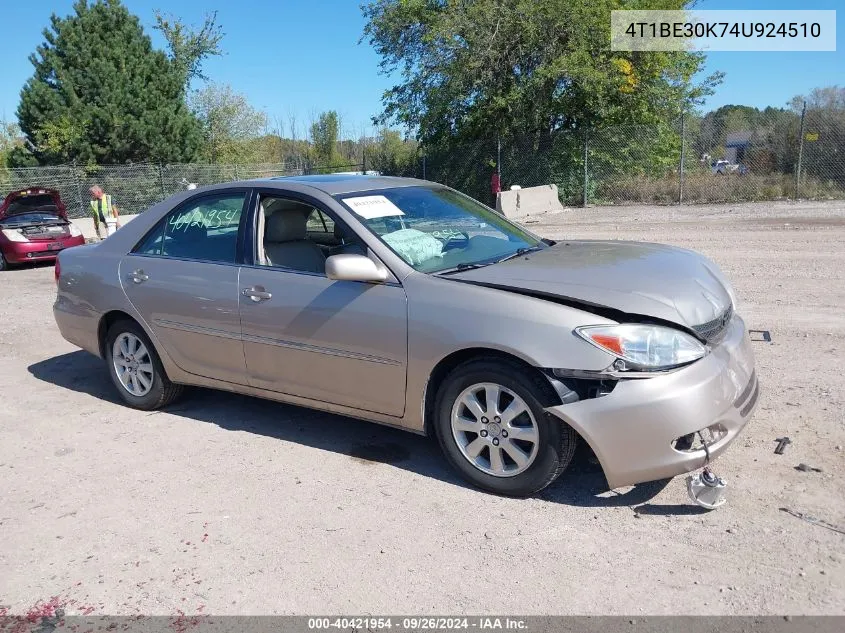 2004 Toyota Camry Xle VIN: 4T1BE30K74U924510 Lot: 40421954