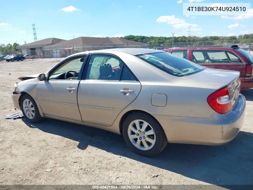 2004 Toyota Camry Xle VIN: 4T1BE30K74U924510 Lot: 40421954