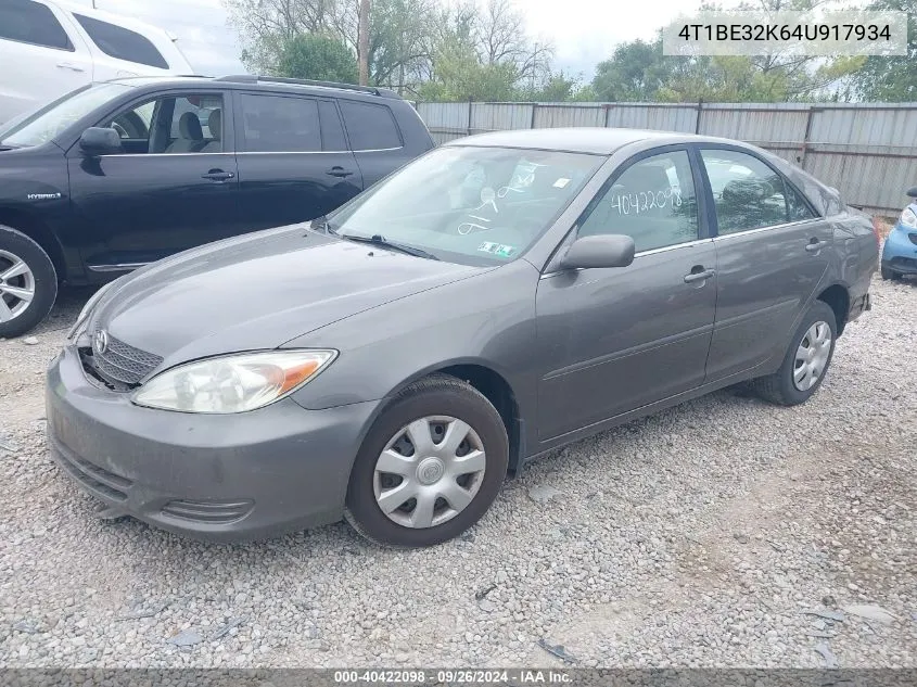 2004 Toyota Camry Le/Xle/Se VIN: 4T1BE32K64U917934 Lot: 40422098