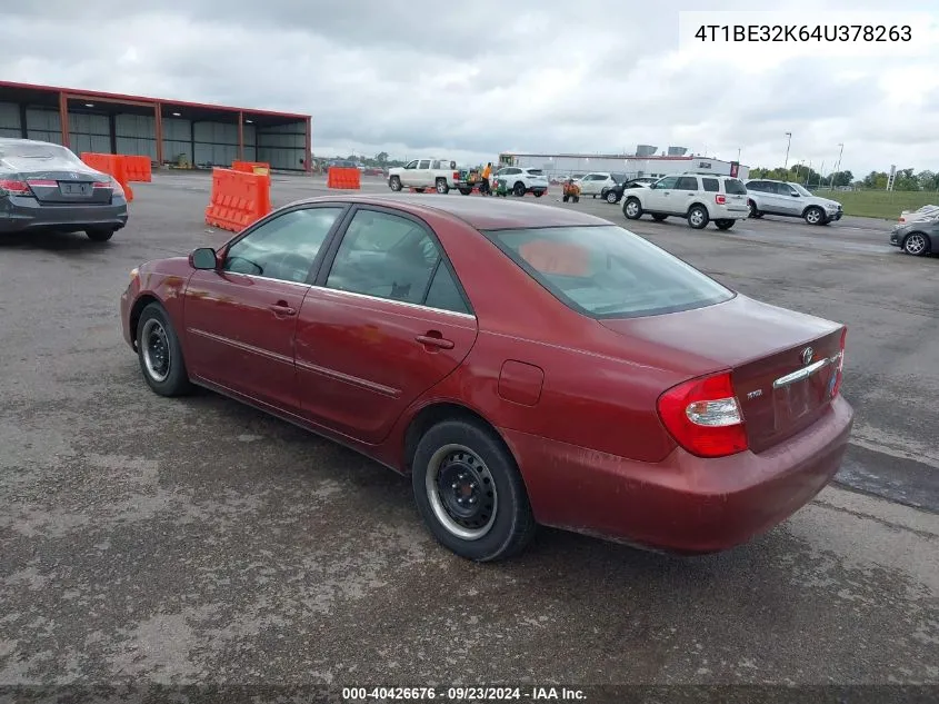 2004 Toyota Camry Xle VIN: 4T1BE32K64U378263 Lot: 40426676