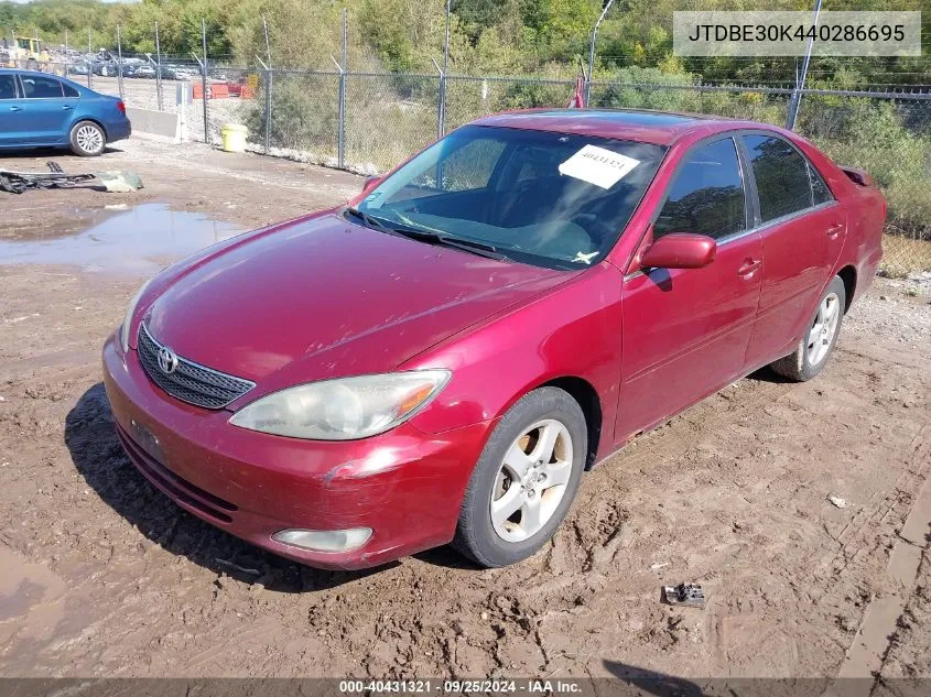 2004 Toyota Camry Se VIN: JTDBE30K440286695 Lot: 40431321