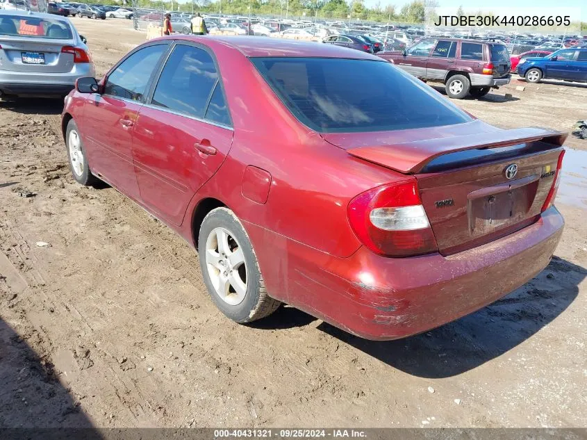 JTDBE30K440286695 2004 Toyota Camry Se