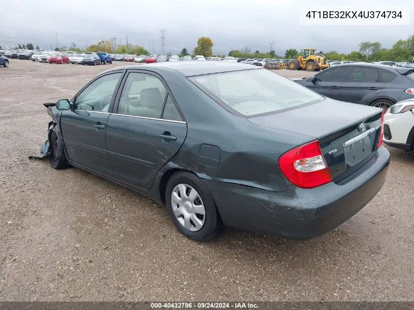 2004 Toyota Camry Le VIN: 4T1BE32KX4U374734 Lot: 40432786