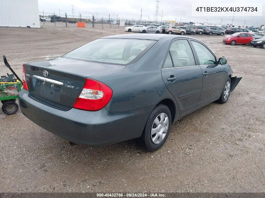 2004 Toyota Camry Le VIN: 4T1BE32KX4U374734 Lot: 40432786