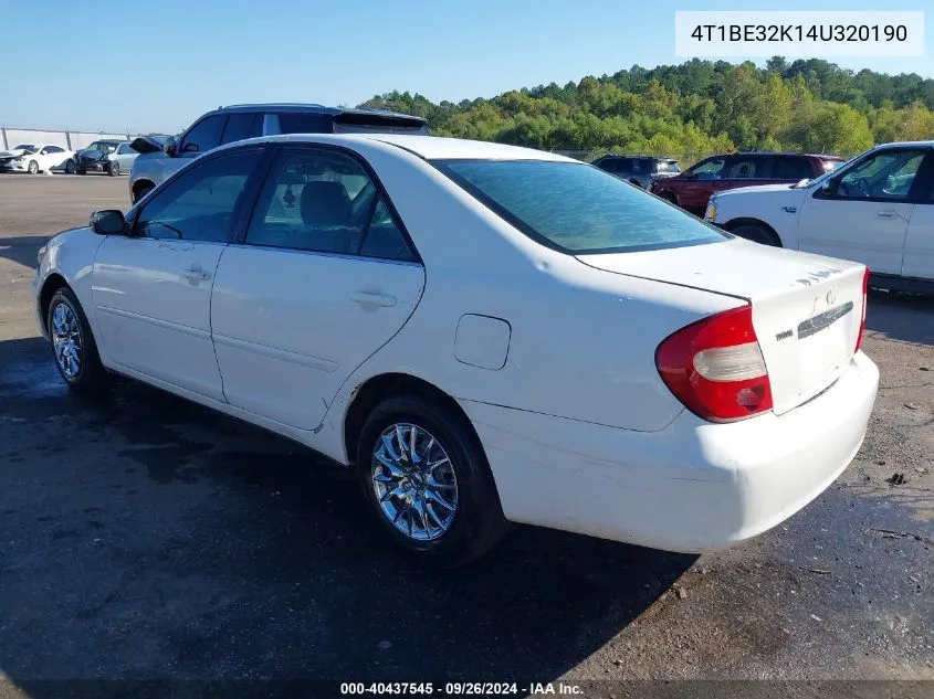 4T1BE32K14U320190 2004 Toyota Camry Le