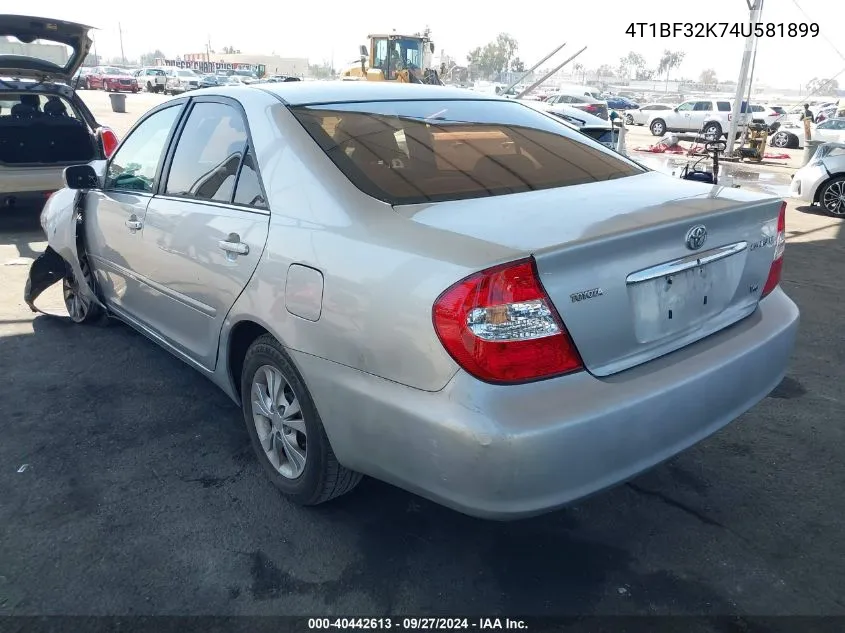 2004 Toyota Camry Le V6 VIN: 4T1BF32K74U581899 Lot: 40442613