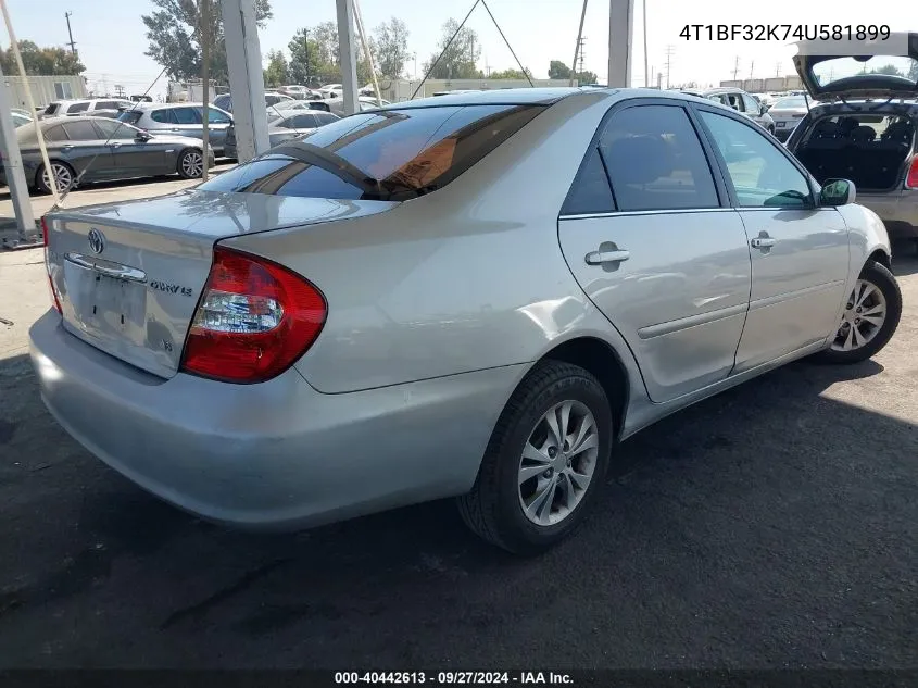 2004 Toyota Camry Le V6 VIN: 4T1BF32K74U581899 Lot: 40442613