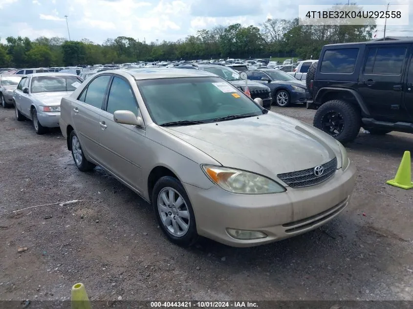 2004 Toyota Camry Xle VIN: 4T1BE32K04U292558 Lot: 40443421