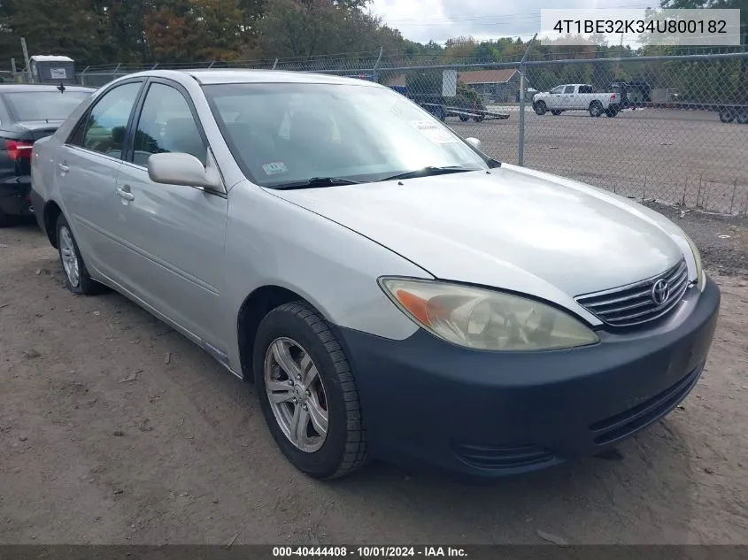 2004 Toyota Camry Le VIN: 4T1BE32K34U800182 Lot: 40444408