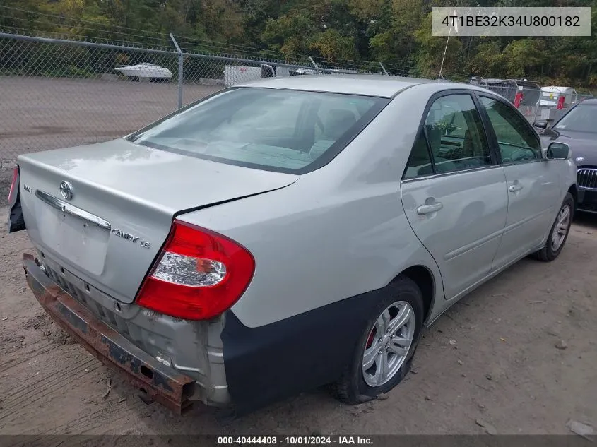 2004 Toyota Camry Le VIN: 4T1BE32K34U800182 Lot: 40444408