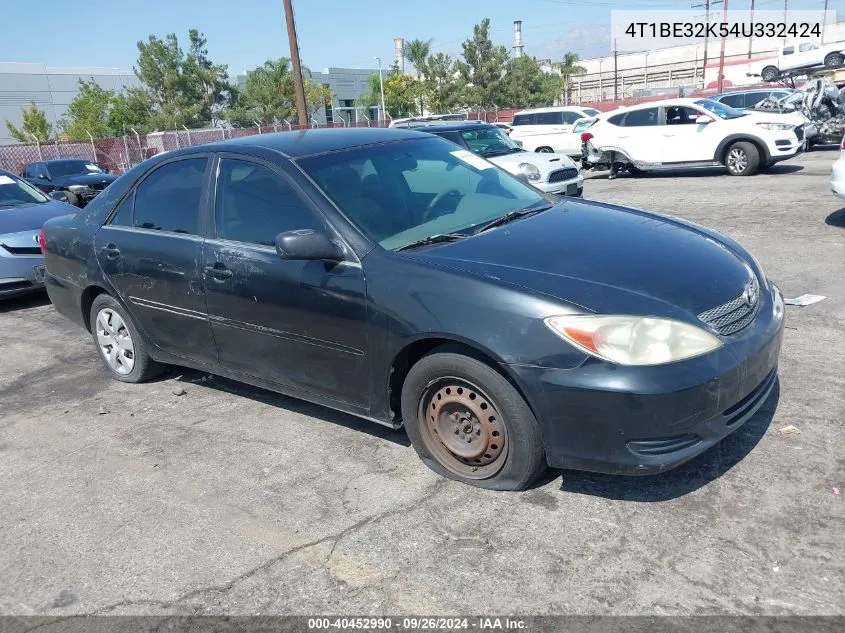 2004 Toyota Camry Le VIN: 4T1BE32K54U332424 Lot: 40452990