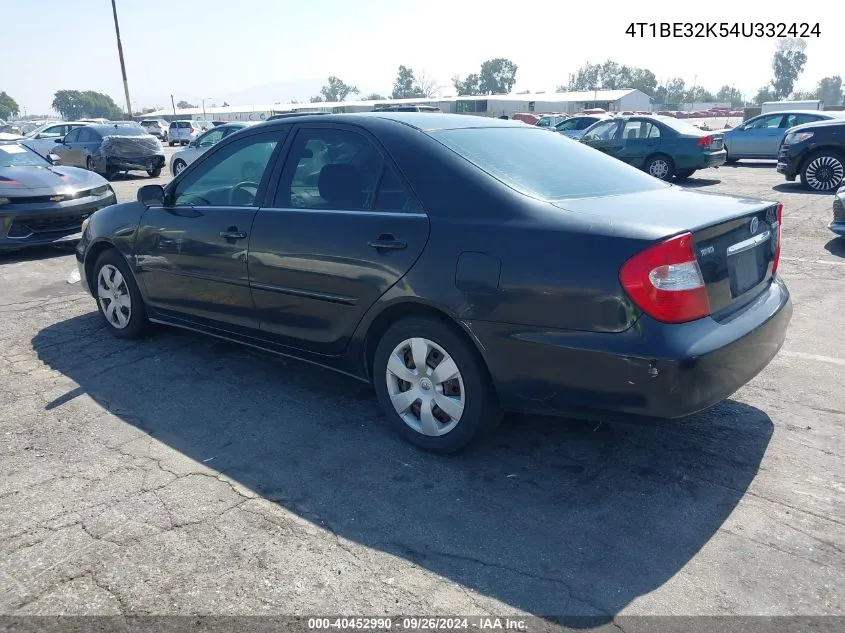 2004 Toyota Camry Le VIN: 4T1BE32K54U332424 Lot: 40452990