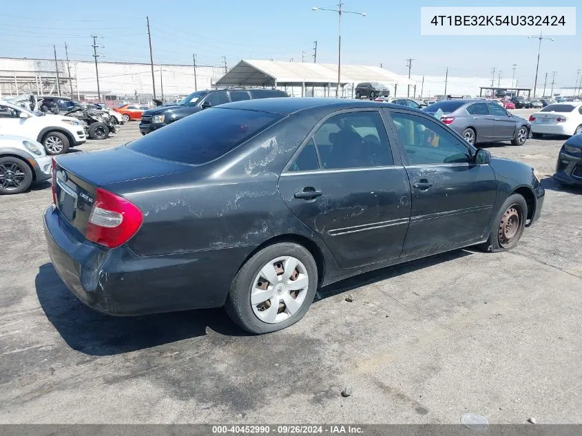 2004 Toyota Camry Le VIN: 4T1BE32K54U332424 Lot: 40452990