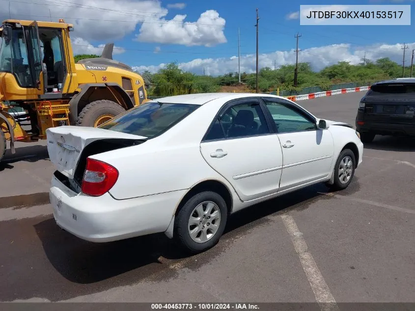 2004 Toyota Camry Le V6/Xle V6 VIN: JTDBF30KX40153517 Lot: 40453773