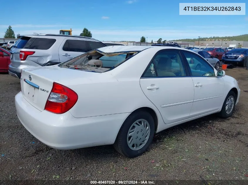 2004 Toyota Camry Le VIN: 4T1BE32K34U262843 Lot: 40457020