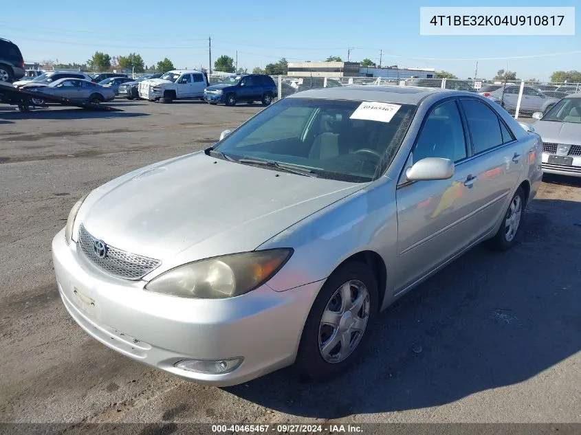 2004 Toyota Camry Se VIN: 4T1BE32K04U910817 Lot: 40465467