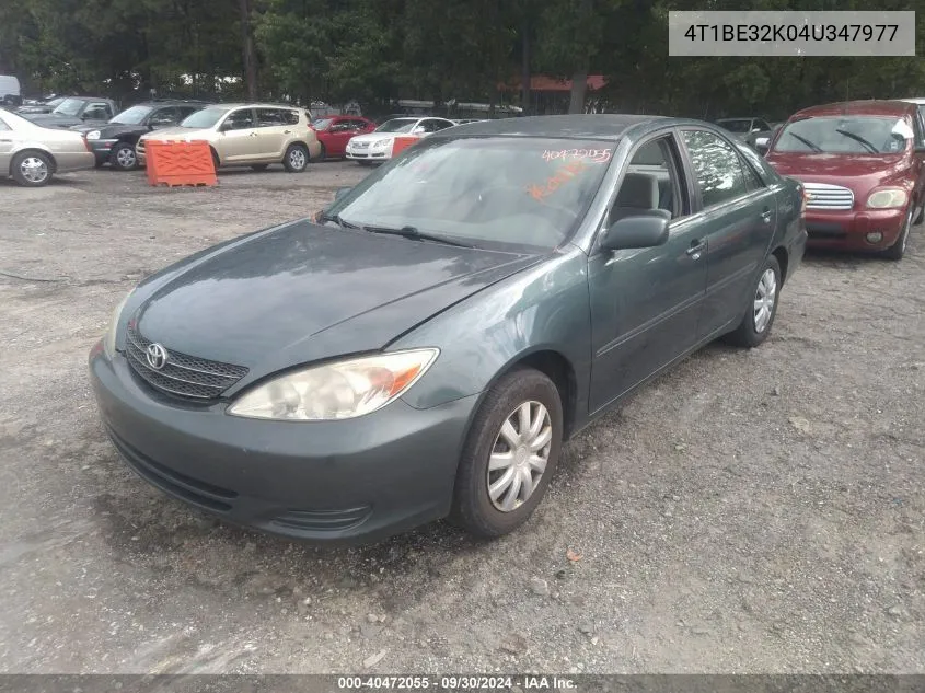 2004 Toyota Camry Le VIN: 4T1BE32K04U347977 Lot: 40472055