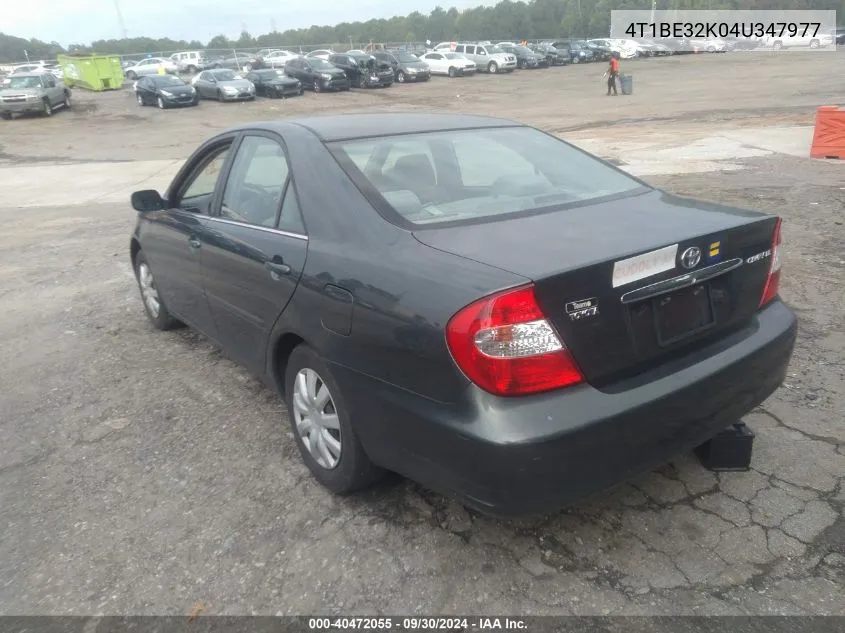 2004 Toyota Camry Le VIN: 4T1BE32K04U347977 Lot: 40472055