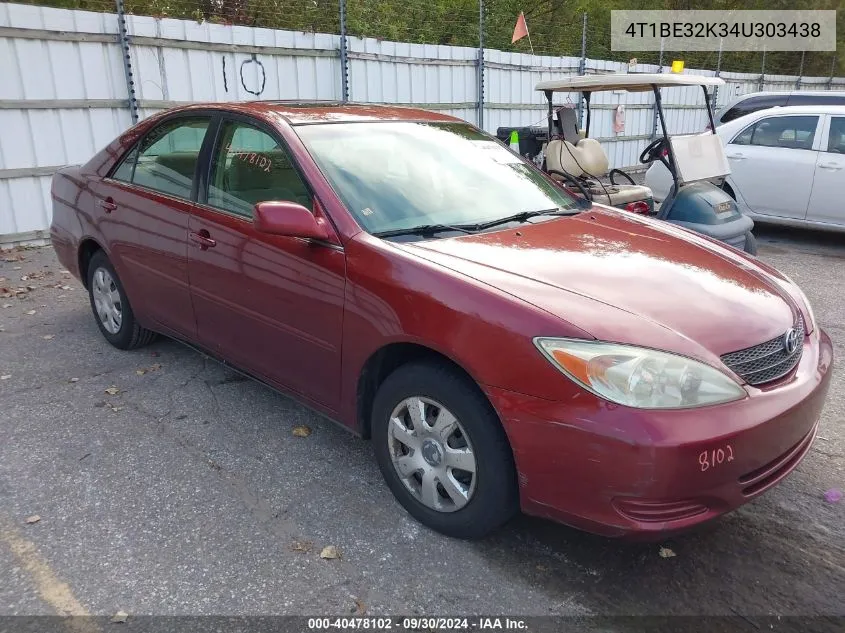 2004 Toyota Camry Le VIN: 4T1BE32K34U303438 Lot: 40478102