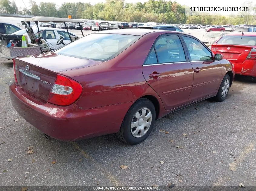 2004 Toyota Camry Le VIN: 4T1BE32K34U303438 Lot: 40478102