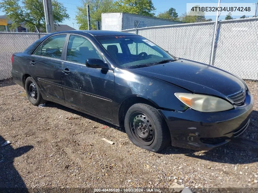 2004 Toyota Camry Le VIN: 4T1BE32K34U874248 Lot: 40485520