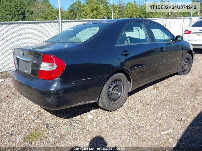 2004 Toyota Camry Le VIN: 4T1BE32K34U874248 Lot: 40485520