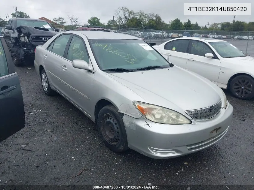 2004 Toyota Camry Le VIN: 4T1BE32K14U850420 Lot: 40487283