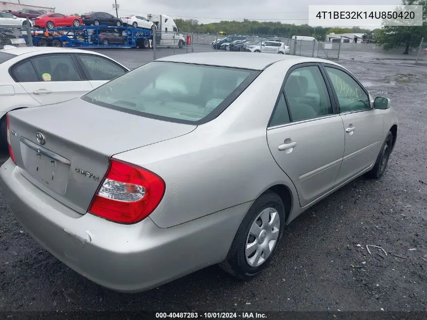 2004 Toyota Camry Le VIN: 4T1BE32K14U850420 Lot: 40487283