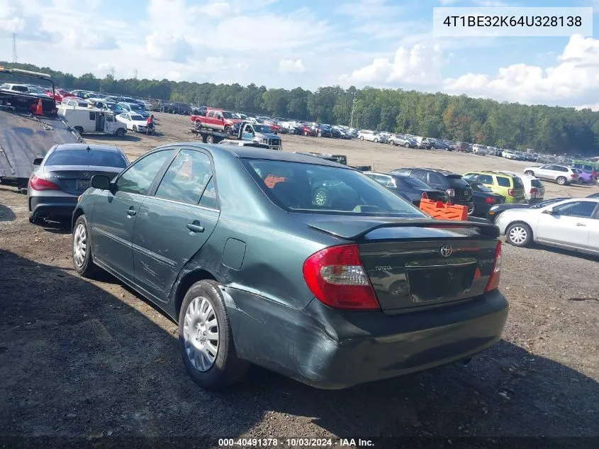 2004 Toyota Camry Xle VIN: 4T1BE32K64U328138 Lot: 40491378