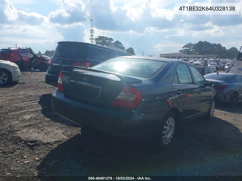 2004 Toyota Camry Xle VIN: 4T1BE32K64U328138 Lot: 40491378