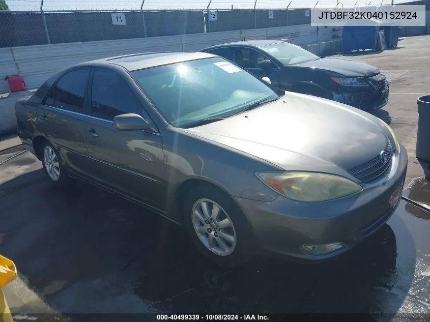 JTDBF32K040152924 2004 Toyota Camry Xle V6