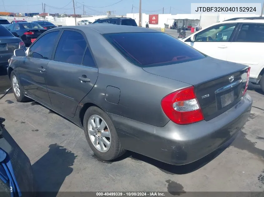 2004 Toyota Camry Xle V6 VIN: JTDBF32K040152924 Lot: 40499339