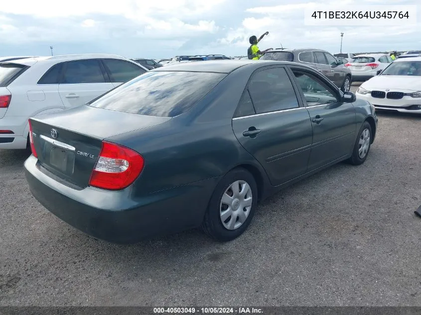 2004 Toyota Camry Le/Xle/Se VIN: 4T1BE32K64U345764 Lot: 40503049