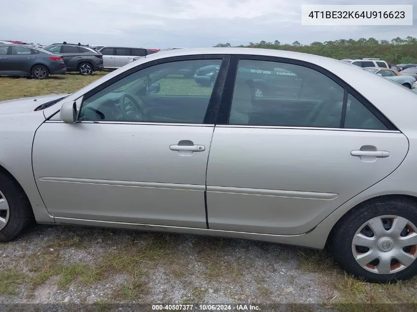 2004 Toyota Camry Le VIN: 4T1BE32K64U916623 Lot: 40507377