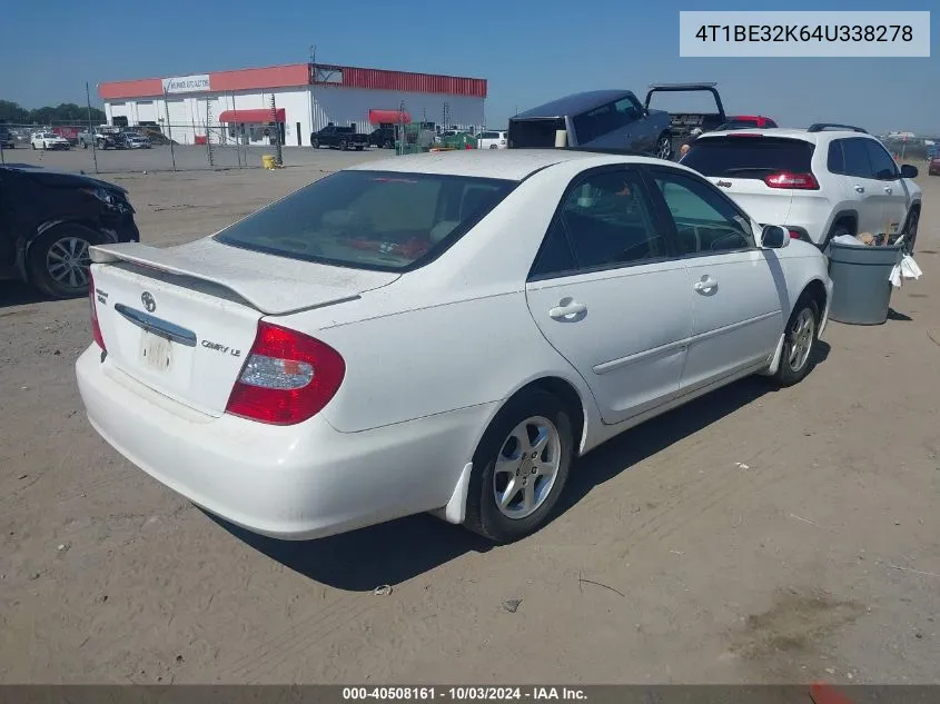 2004 Toyota Camry Le VIN: 4T1BE32K64U338278 Lot: 40508161