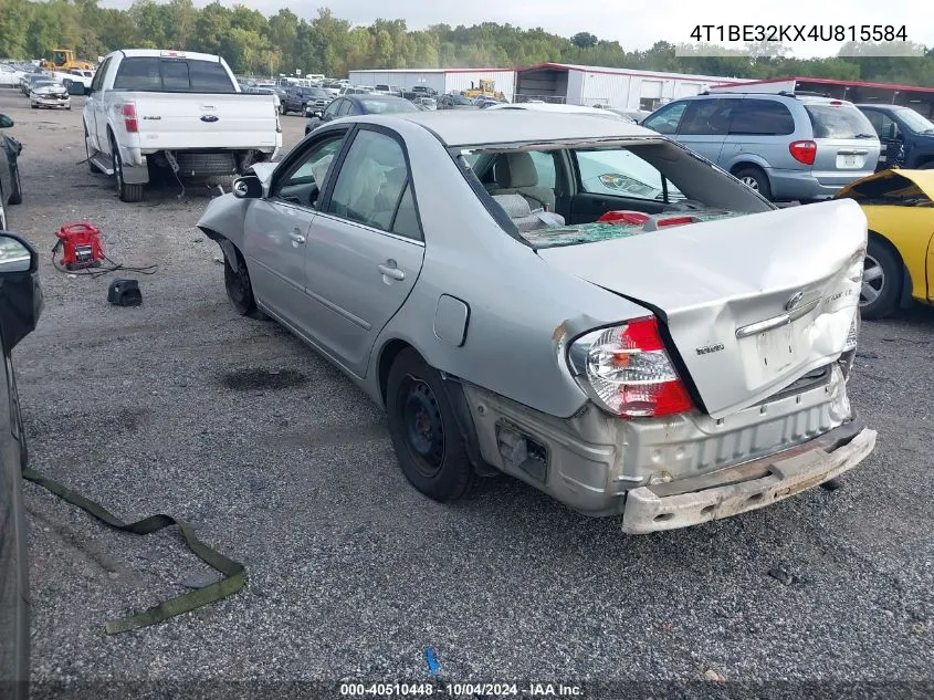 2004 Toyota Camry Le VIN: 4T1BE32KX4U815584 Lot: 40510448