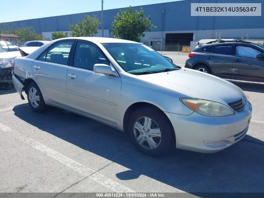 2004 Toyota Camry Le VIN: 4T1BE32K14U356347 Lot: 40513224