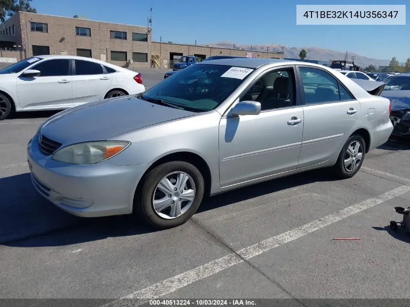 2004 Toyota Camry Le VIN: 4T1BE32K14U356347 Lot: 40513224