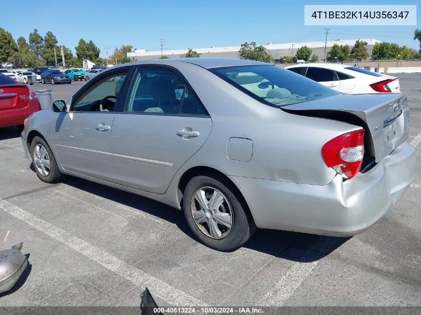 2004 Toyota Camry Le VIN: 4T1BE32K14U356347 Lot: 40513224