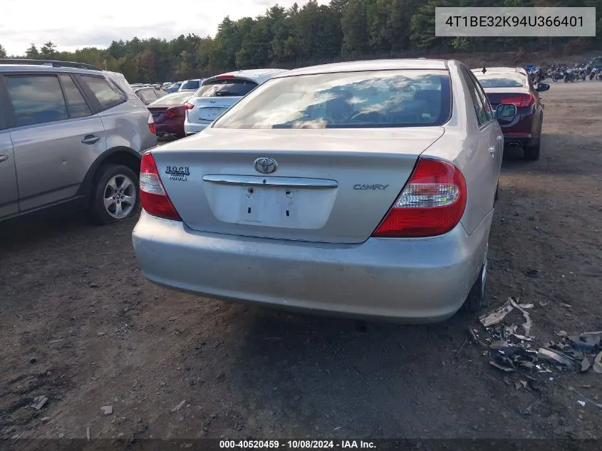 2004 Toyota Camry Std VIN: 4T1BE32K94U366401 Lot: 40520459