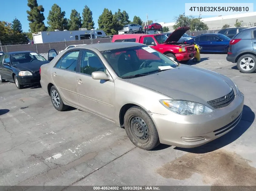 2004 Toyota Camry Le VIN: 4T1BE32K54U798810 Lot: 40524002