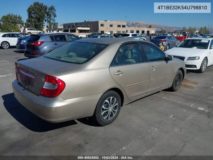 2004 Toyota Camry Le VIN: 4T1BE32K54U798810 Lot: 40524002