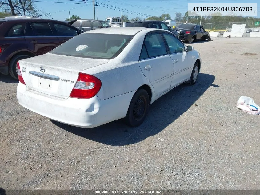 2004 Toyota Camry Le VIN: 4T1BE32K04U306703 Lot: 40534373