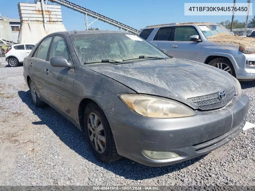 2004 Toyota Camry Xle V6 VIN: 4T1BF30K94U576450 Lot: 40541915