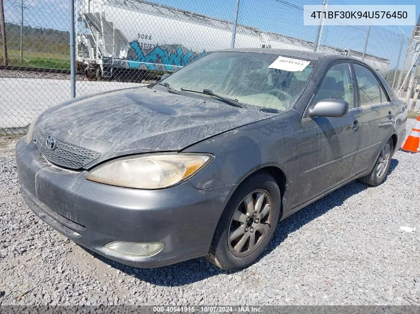 2004 Toyota Camry Xle V6 VIN: 4T1BF30K94U576450 Lot: 40541915