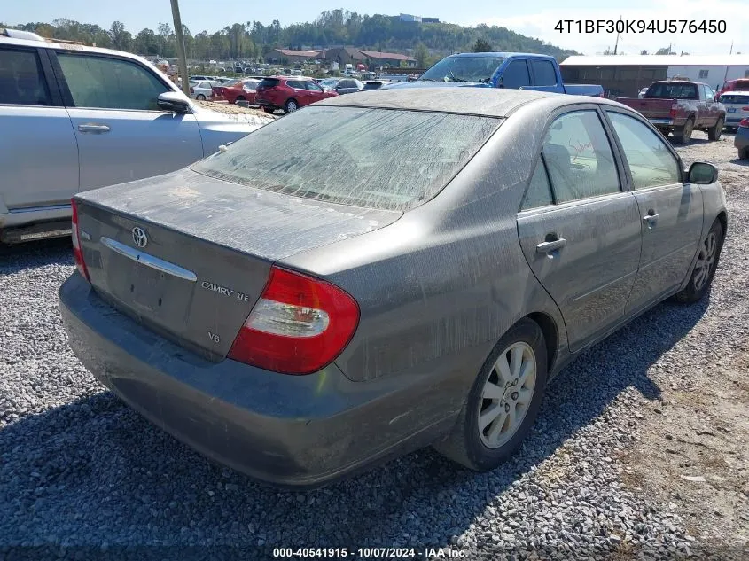 2004 Toyota Camry Xle V6 VIN: 4T1BF30K94U576450 Lot: 40541915