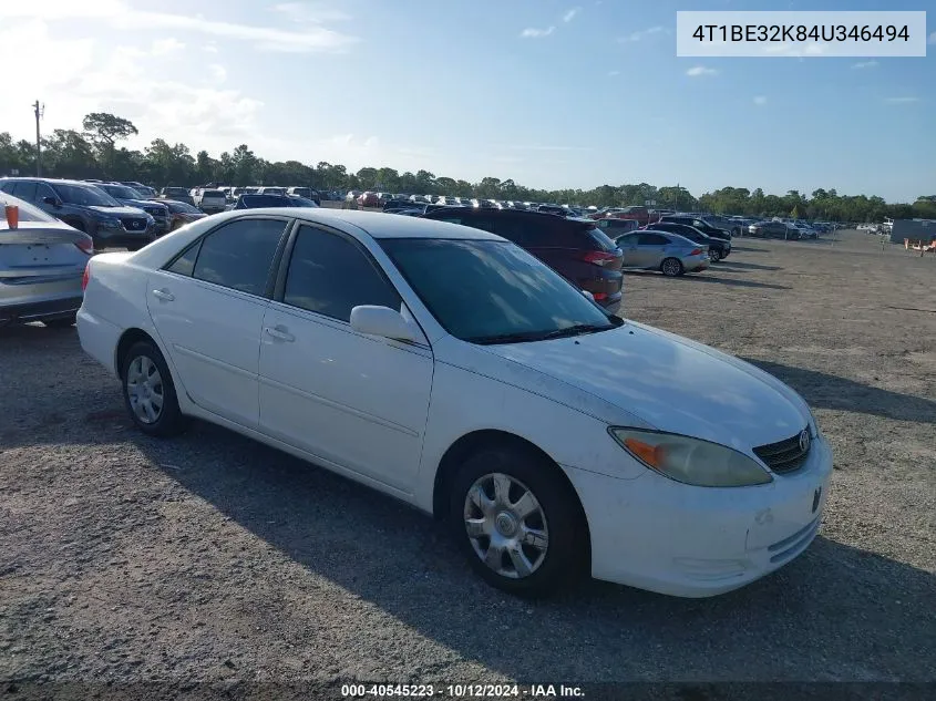 2004 Toyota Camry Le/Xle/Se VIN: 4T1BE32K84U346494 Lot: 40545223